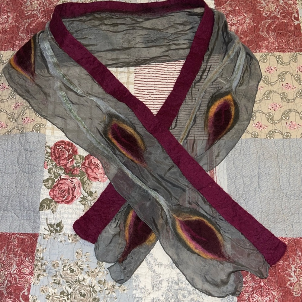 OOAK Handmade silk & alpaca woven oblong scarf